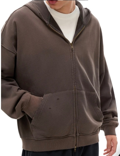Vittoria Hand-Frayed Sunfade Zip Hoodie