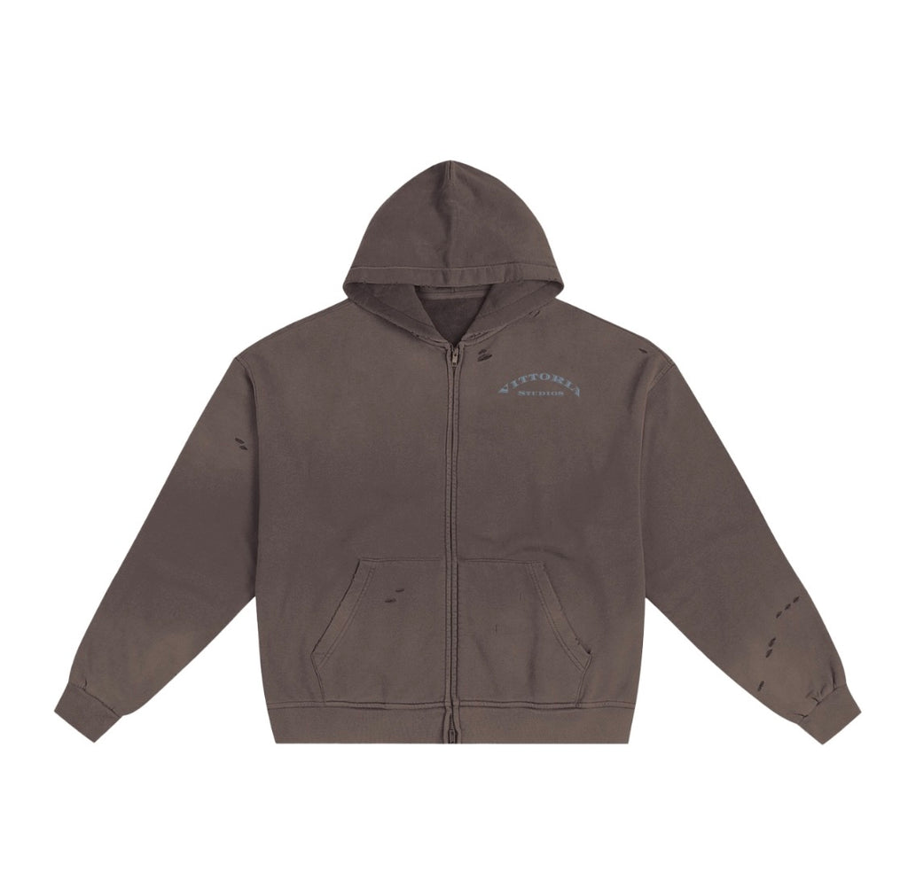 Vittoria Hand-Frayed Sunfade Zip Hoodie