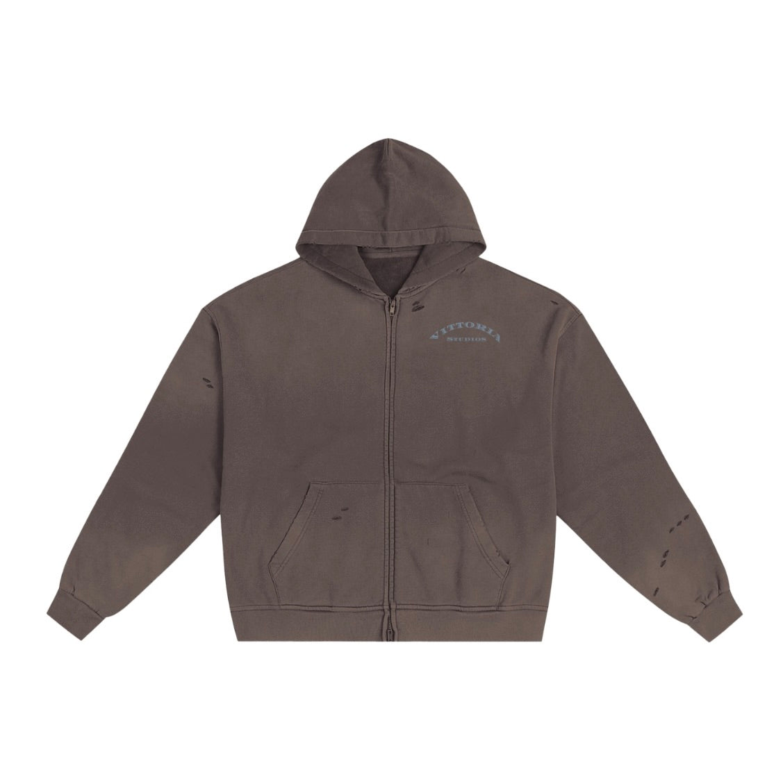Vittoria Hand-Frayed Sunfade Zip Hoodie